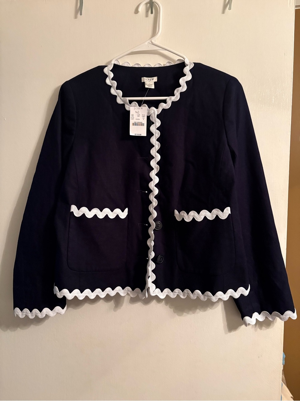 NWT J. Crew Navy Jacket with Wavy Pattern